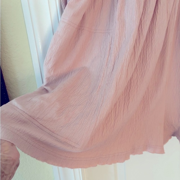 MABLE ROSE COLOR ROMPER FRILLY SIZE S FRINGE HEM PEASANT SLEEVES DEEP POCKETS - Picture 6 of 15